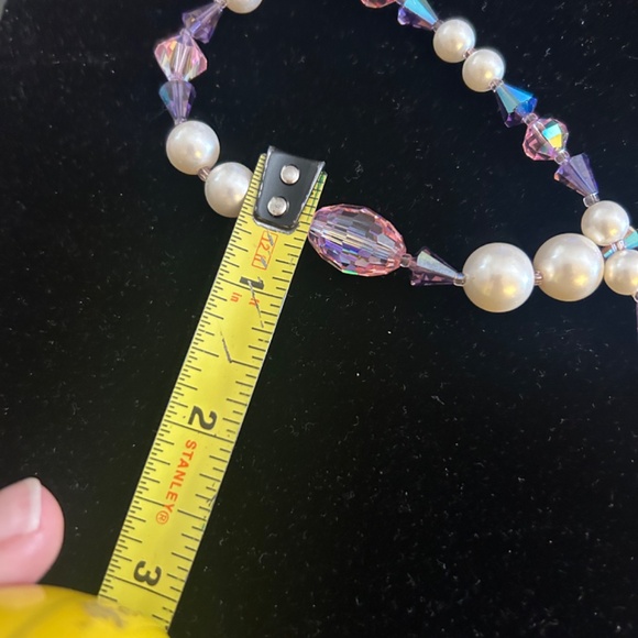 Vintage Signed Vendome Cocktail Crystal/Faceted Glass/Faux Pearl Necklace-Long - Picture 9 of 15